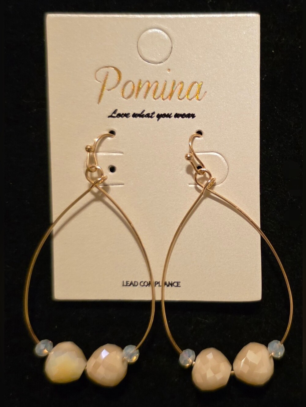 Drop Earrings w/Cream Beads